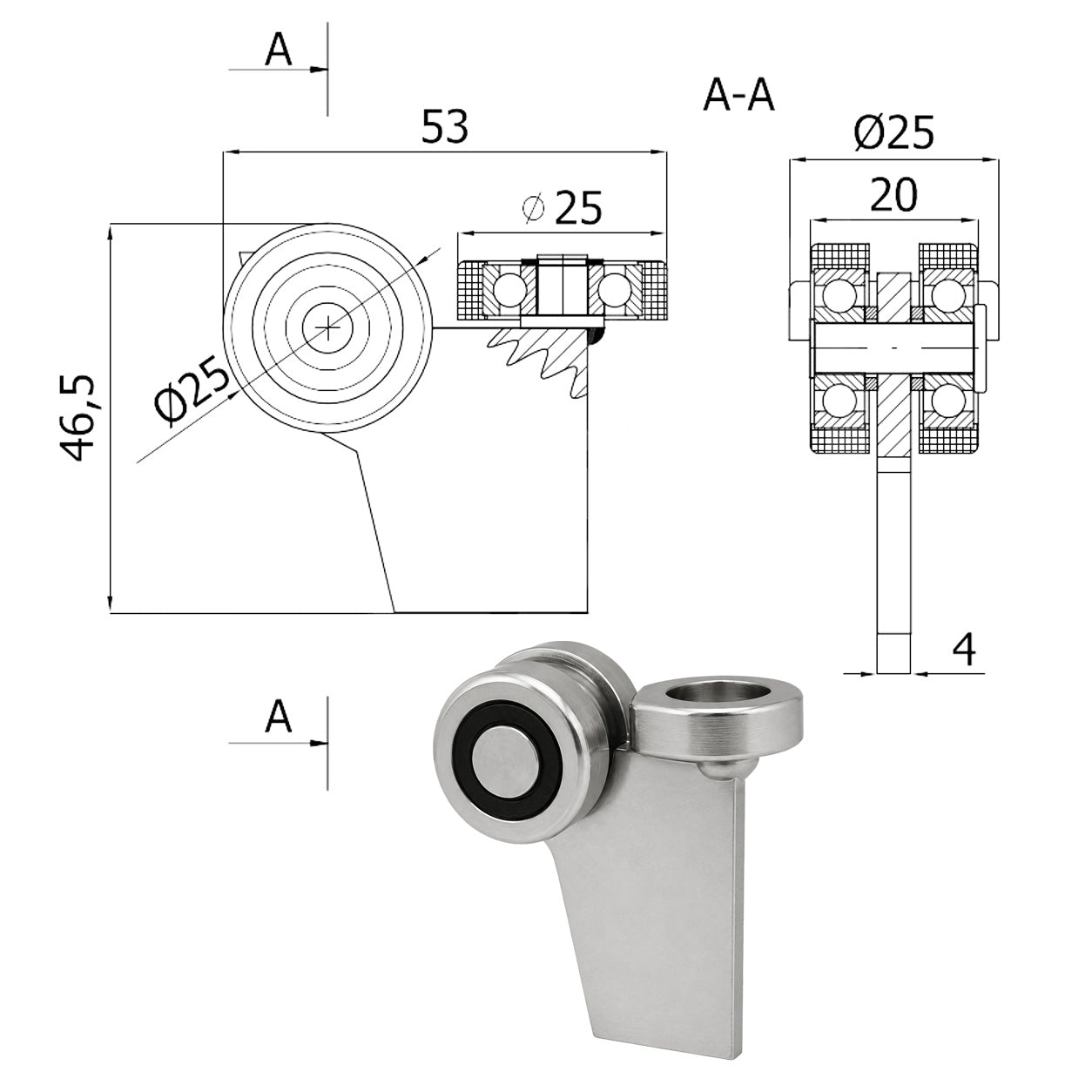 Torwagen für Schiebetore - für Profile 30x30 mm - Wandstärke 2 mm: G-3MM-30