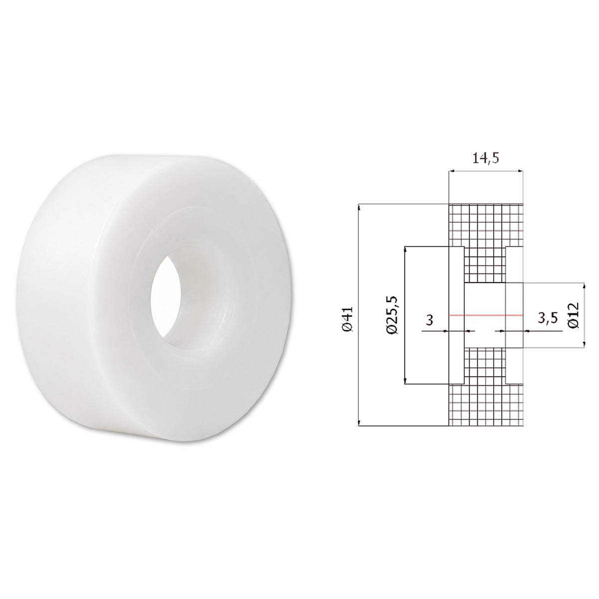 Polyamid Rolle Ø 41 mm mit Gleitlager Kunststoffrolle Industrierollen RB-41W