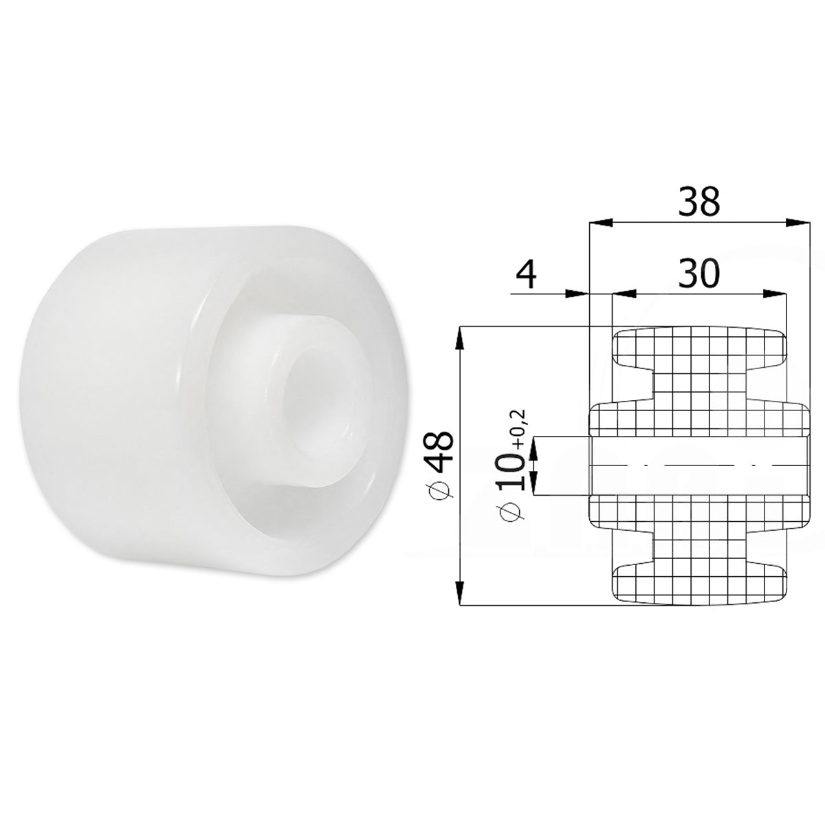 Polyamid Rolle Ø48 mm Kunststoffrolle Industrierollen RB-48-38-30/10