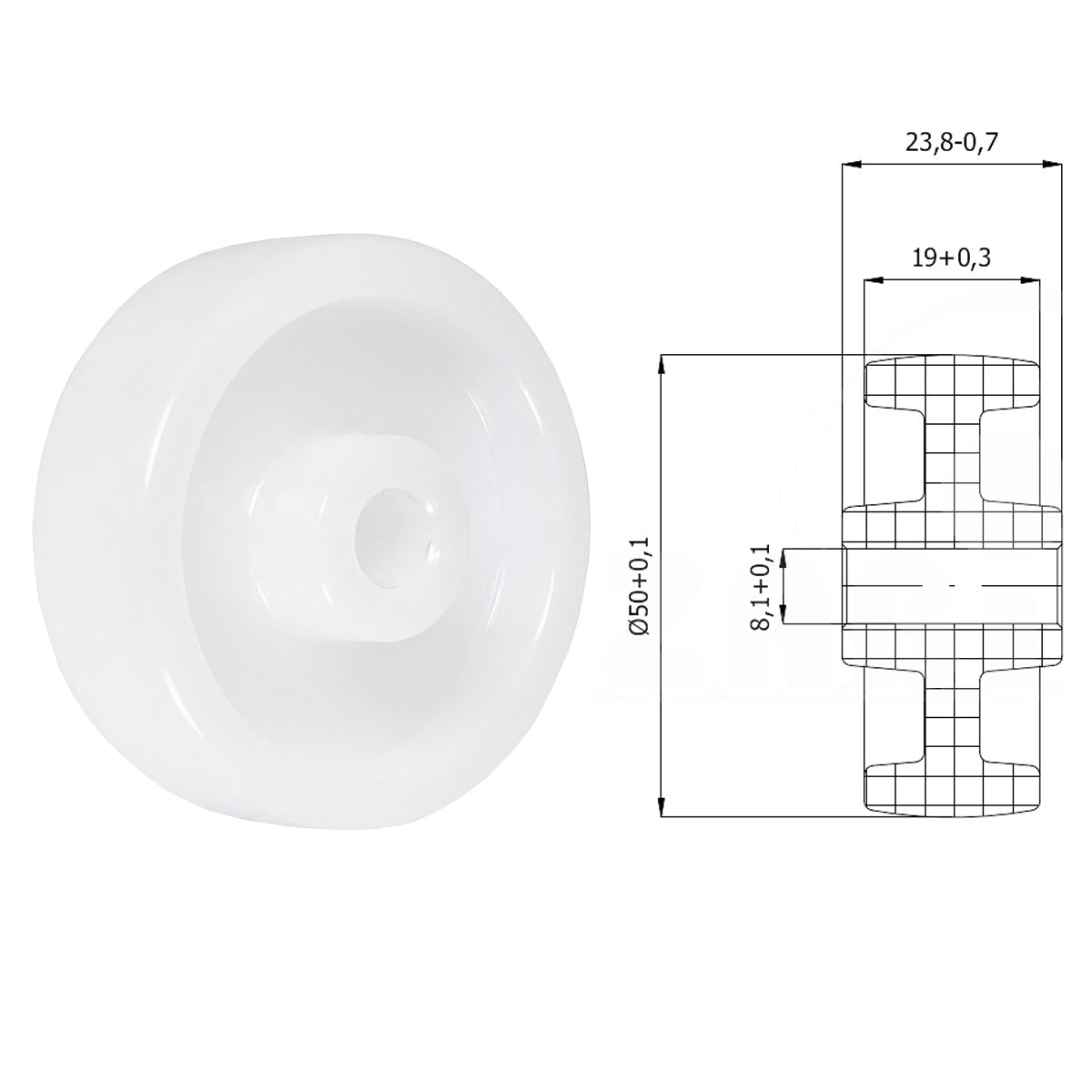 Möbelrolle Ø 50 mm Möbelrad Kunststoff Ersatzrad Transportrolle M50B/8