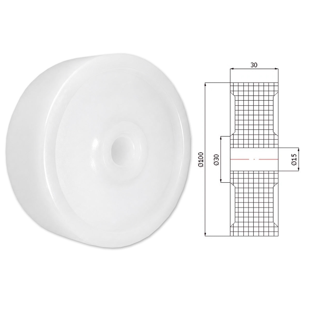 Polyamid Rolle Ø 100 mm mit Gleitlager Kunststoffrolle Industrierollen RB-100