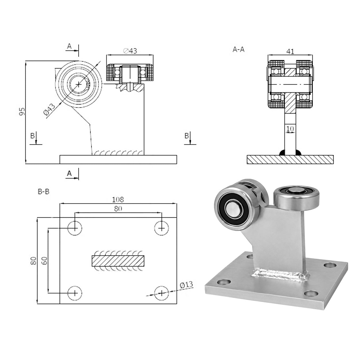 Torwagen für Schiebetore - für Profile 50x50 mm - Wandstärke 2,5 mm: 3MM-50