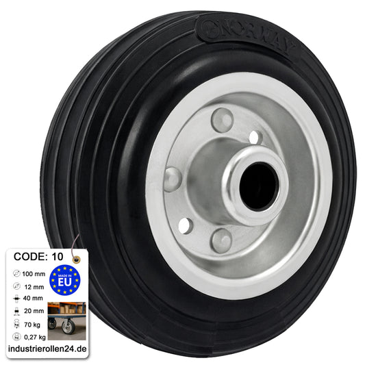 Ersatzrad Ø100 mm – Vollgummi Industrierad für Transportwagen, Code: 10
