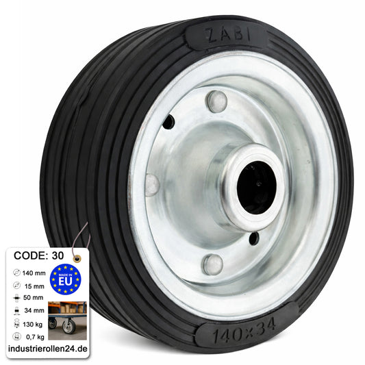 Ersatzrad Ø140 mm – Vollgummi Industrierad für Transportwagen, Code: 30