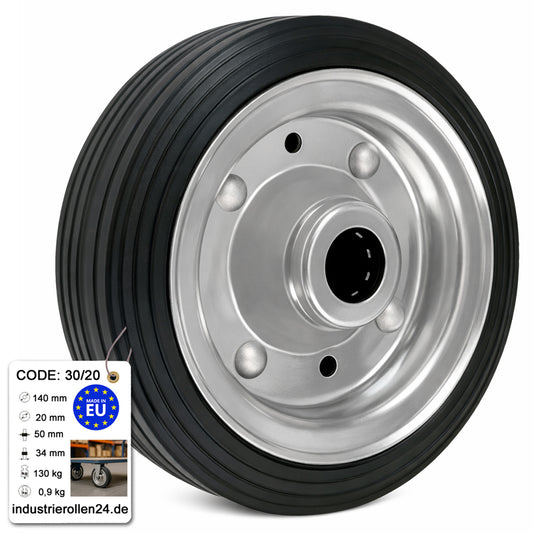 Ersatzrad Ø140 mm – Vollgummi Industrierad für Transportwagen, Code: 30/20