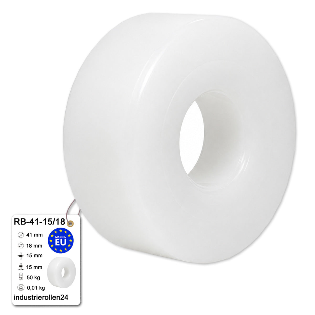 Polyamid Rolle Ø41 mm mit Gleitlager Kunststoffrolle Industrierollen RB-41-15/18