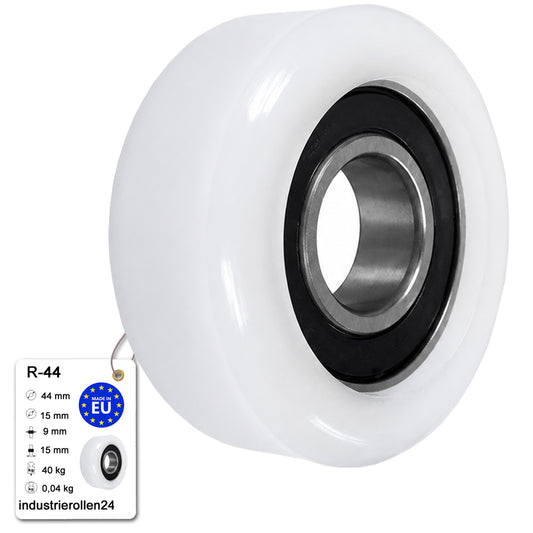 Polyamid Rolle Ø 44 mm mit Kugellager Kunststoffrolle Industrierollen R-44