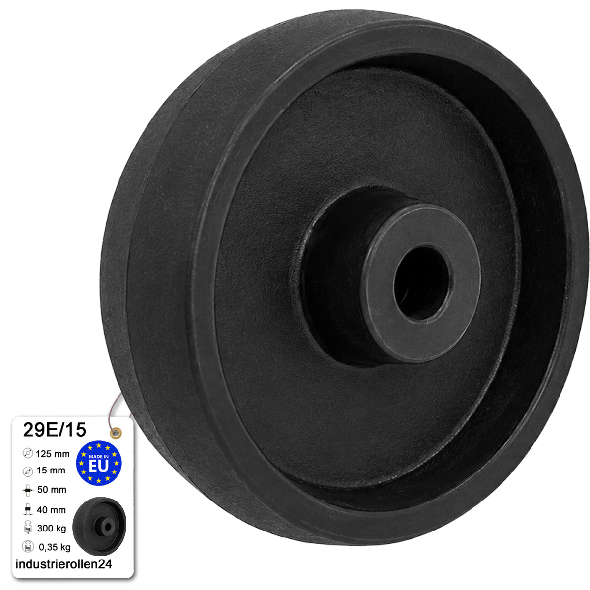 Polyamid Rolle Ø 125 mm PA66 GF30 bis 250°C Hitzebeständig Industrie Rad 29E/15