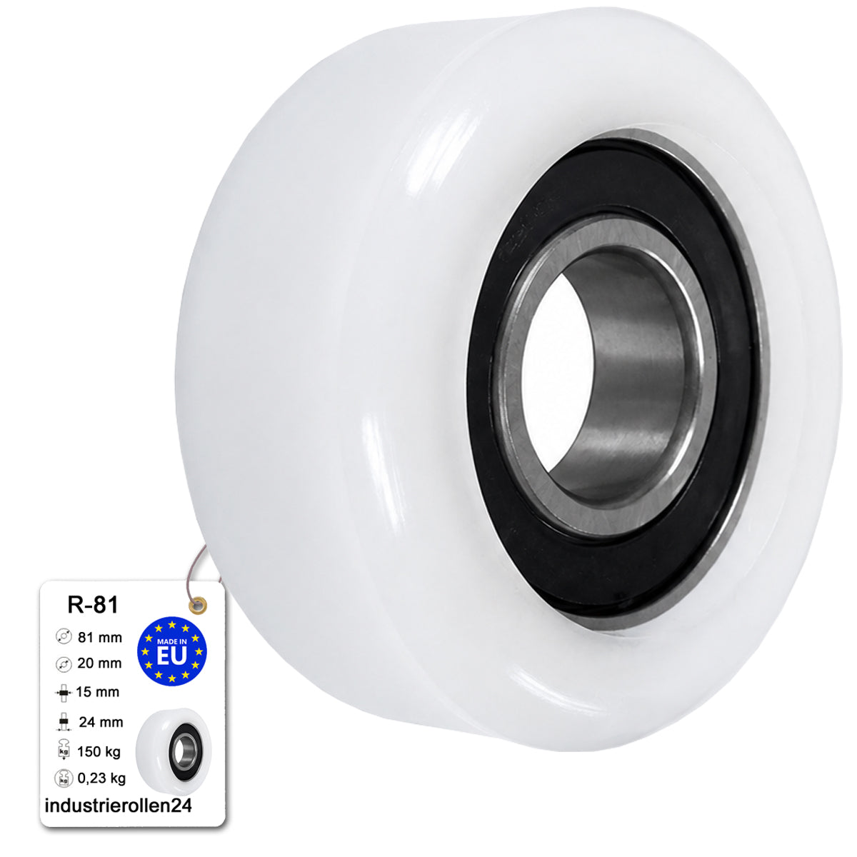 Polyamid Rolle Ø 81 mm mit Kugellager Kunststoffrolle Industrierollen R-81