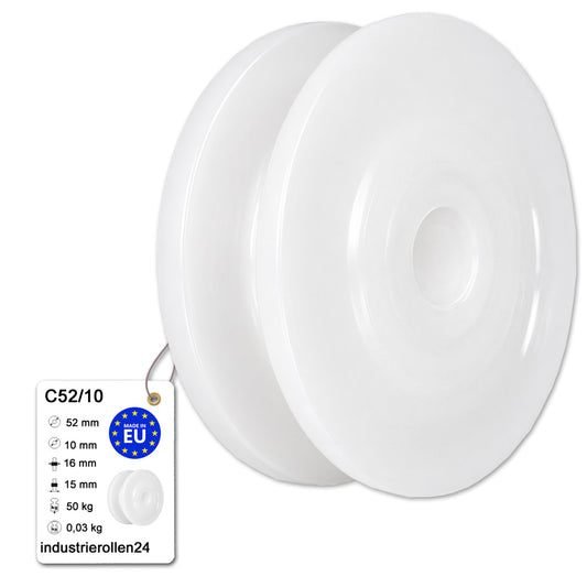 Seilrolle mit Gleitlager Ø52mm Polyamid Kunststoffrolle für Seil Ø 10 mm C52/10