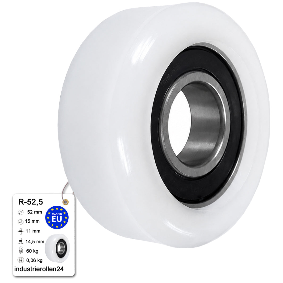 Polyamid Rolle Ø 52,5 mm mit Kugellager Kunststoffrolle Industrierollen R-52,5