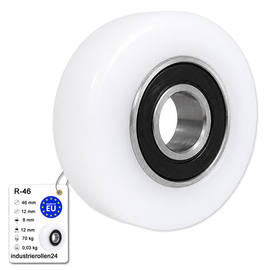 Polyamid Rolle Ø 46 mm mit Kugellager Kunststoffrolle Industrierollen R-46