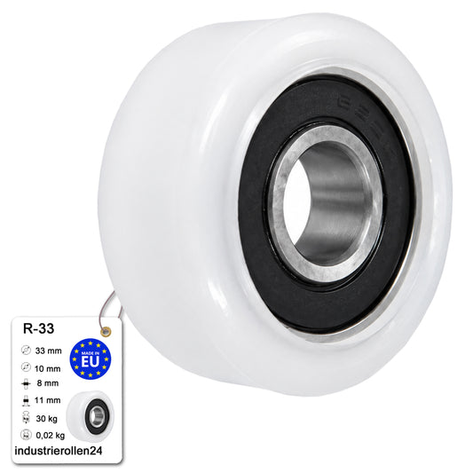 Polyamid Rolle Ø 33 mm mit Kugellager Kunststoffrolle Industrierollen R-33