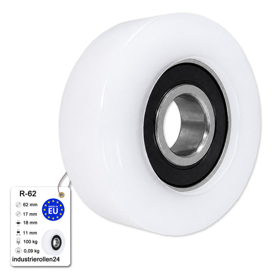 Polyamid Rolle Ø 62 mm mit Kugellager Kunststoffrolle Industrierollen R-62