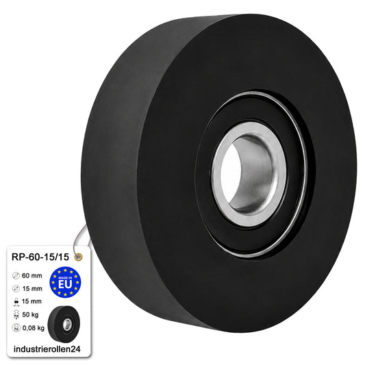 Polyamid Rolle Ø 60mm mit Kugellager Kunststoffrolle Industrierollen RP-60-15/15