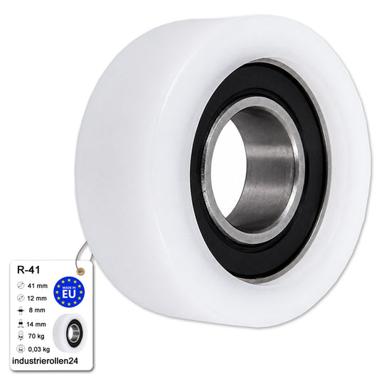 Polyamid Rolle Ø 41 mm mit Kugellager Kunststoffrolle Industrierollen R-41