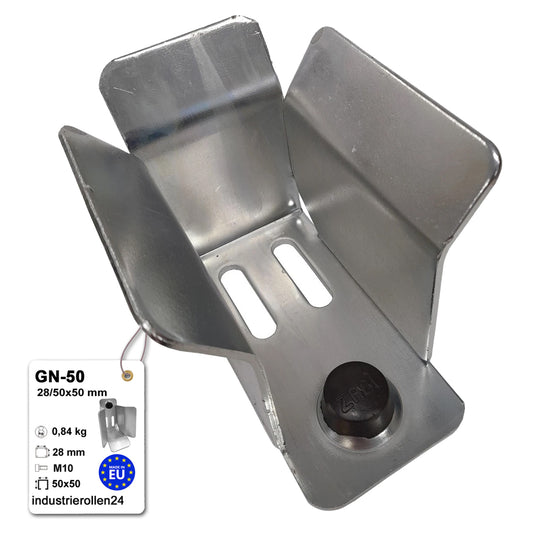Einlaufbuchse für Schiebetor 28/50x50 mm Verzinkt Obere Torführung GN-50