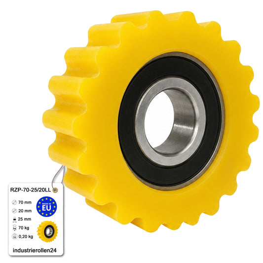 Polyamid Rolle Ø70mm mit Kugellager Kunststoffrolle Industrierolle RZP-70-25/20L