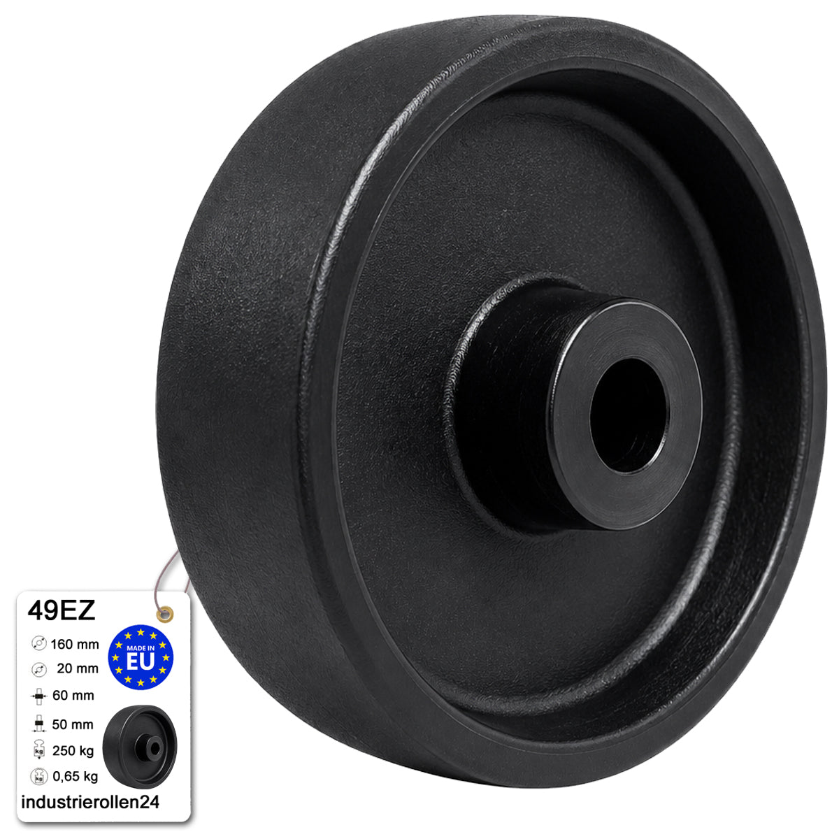 Polyamid Rolle Ø 160 mm PA66 GF30 bis 250°C Hitzebeständig Industrie Rad 49EZ
