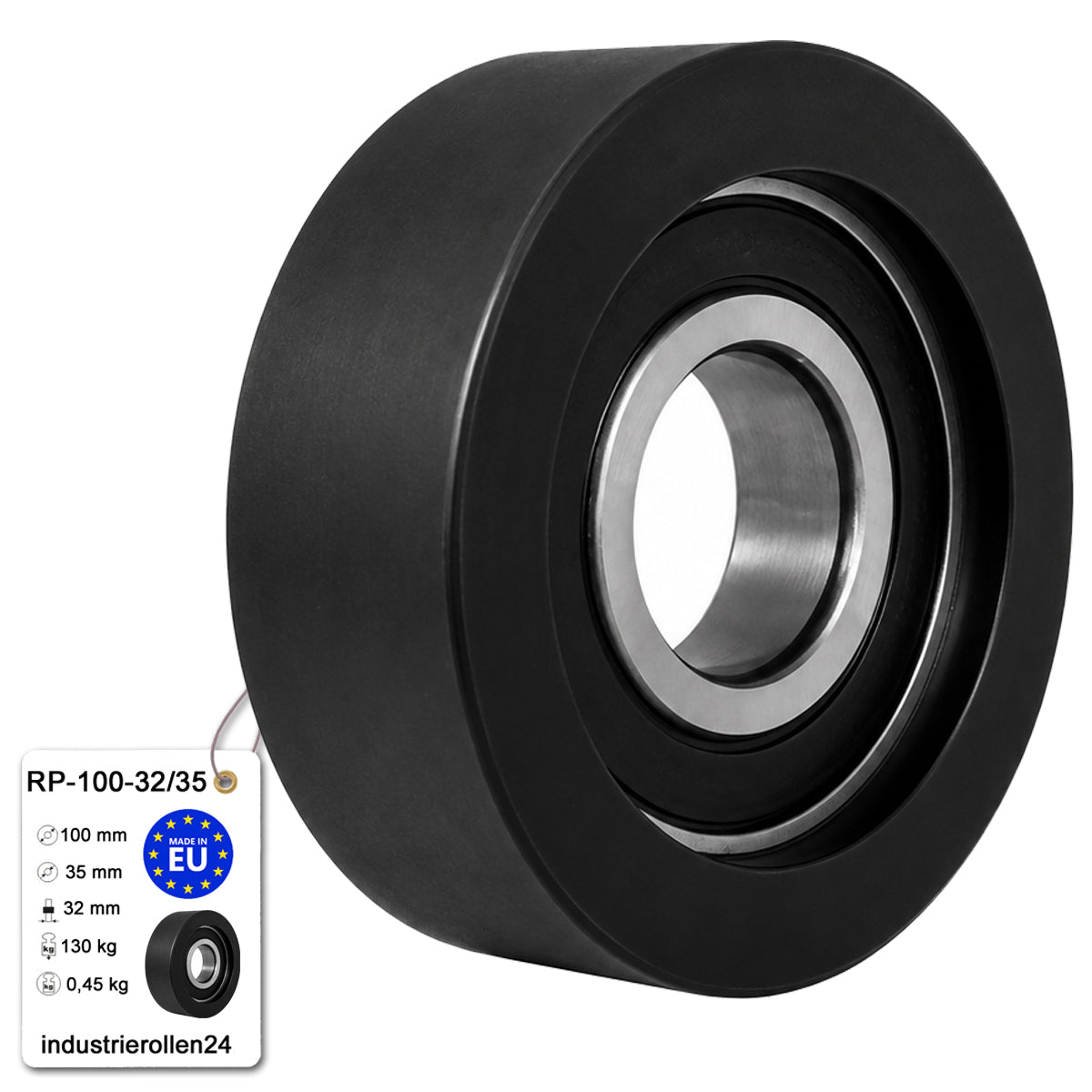 Polyamid Rolle Ø100mm mit Kugellager Kunststoffrolle Industrierolle RP-100-32/35