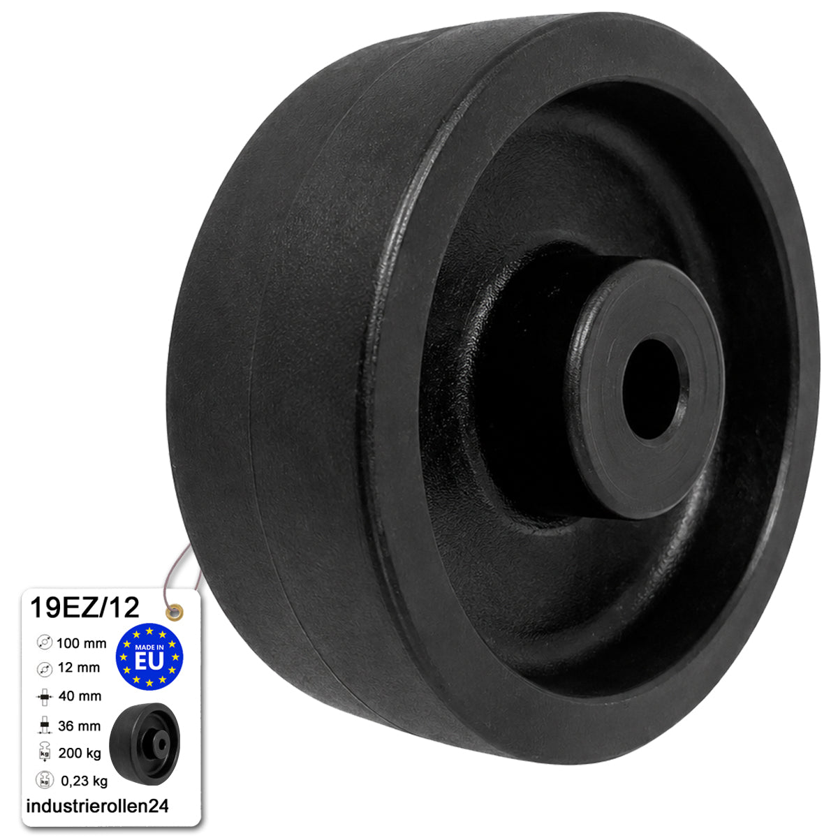 Polyamid Rolle Ø 100mm PA66 GF30 bis 250°C Hitzebeständig Industrie Rad 19EZ/12