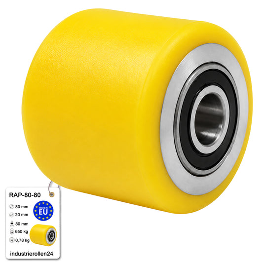 Polyamid Rolle Ø 80 mm mit Kugellager Kunststoffrolle Industrierollen RAP-80-80