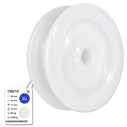 Seilrolle mit Gleitlager Ø80mm Polyamid Kunststoffrolle für Seil Ø10 mm C80/10