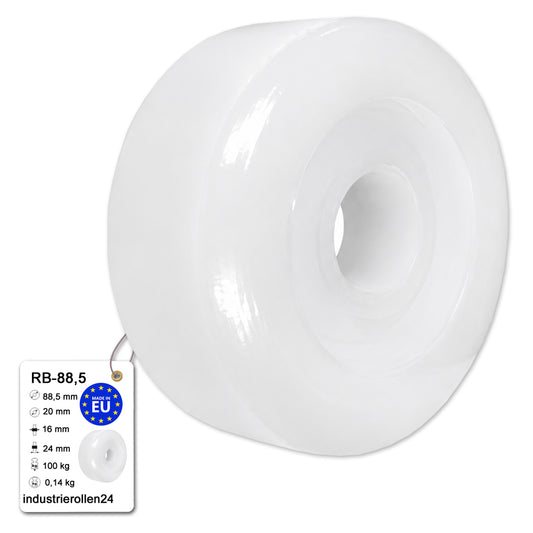Polyamid Rolle Ø 88,5 mm mit Gleitlager Kunststoffrolle Industrierollen RB-88,5