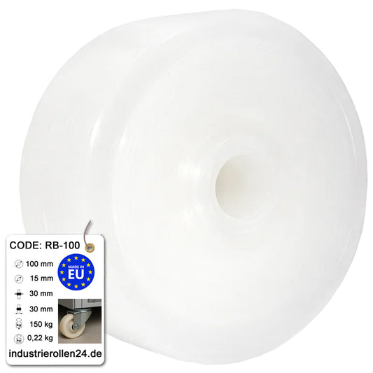 Transportrad Ø100 mm – Weißes Polyamidrad für Wagen, Code: RB-100