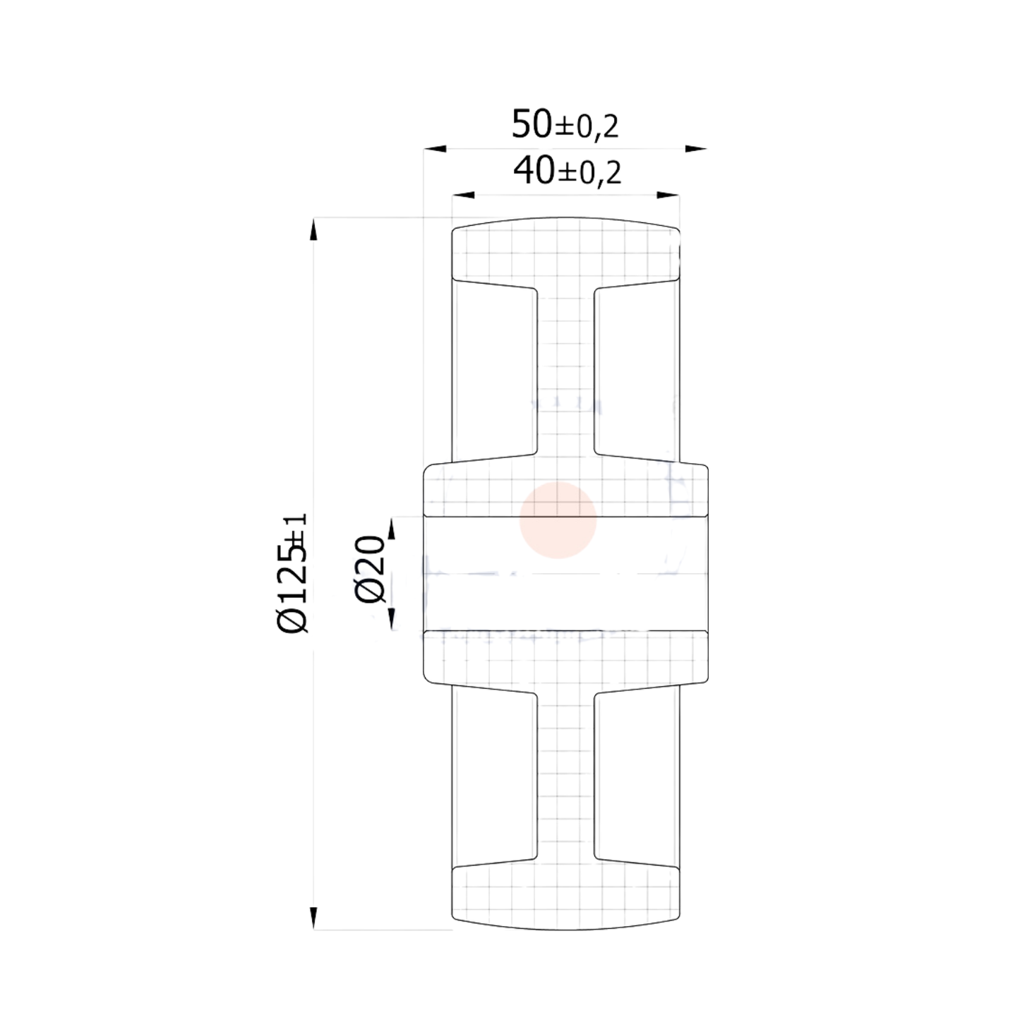 Transportrad Ø125 mm – Weißes Polyamidrad für Wagen, Code: 29B