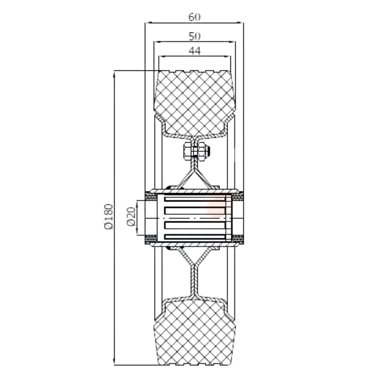 Ersatzrad Ø180 mm – Vollgummi Industrierad für Transportwagen, Code: 50N