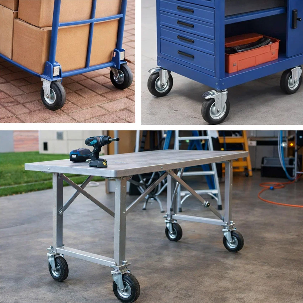 Metall-Gummiräder 180 mm mit Montage-Set – robuste Räder für Transport & Industrie Code: 51