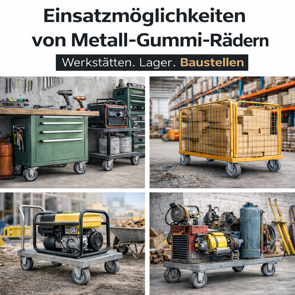 Metall-Gummiräder 140 mm mit Montage-Set – robuste Räder für Transport & Industrie Code: 31S