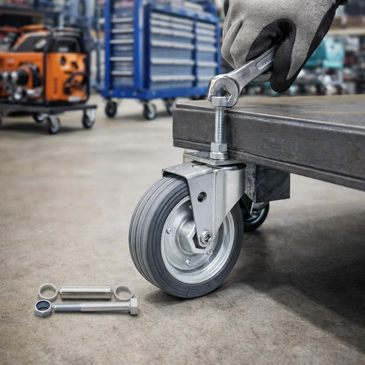 Metall-Gummiräder 80 mm mit Montage-Set – robuste Räder für Transport & Industrie Code: 2S
