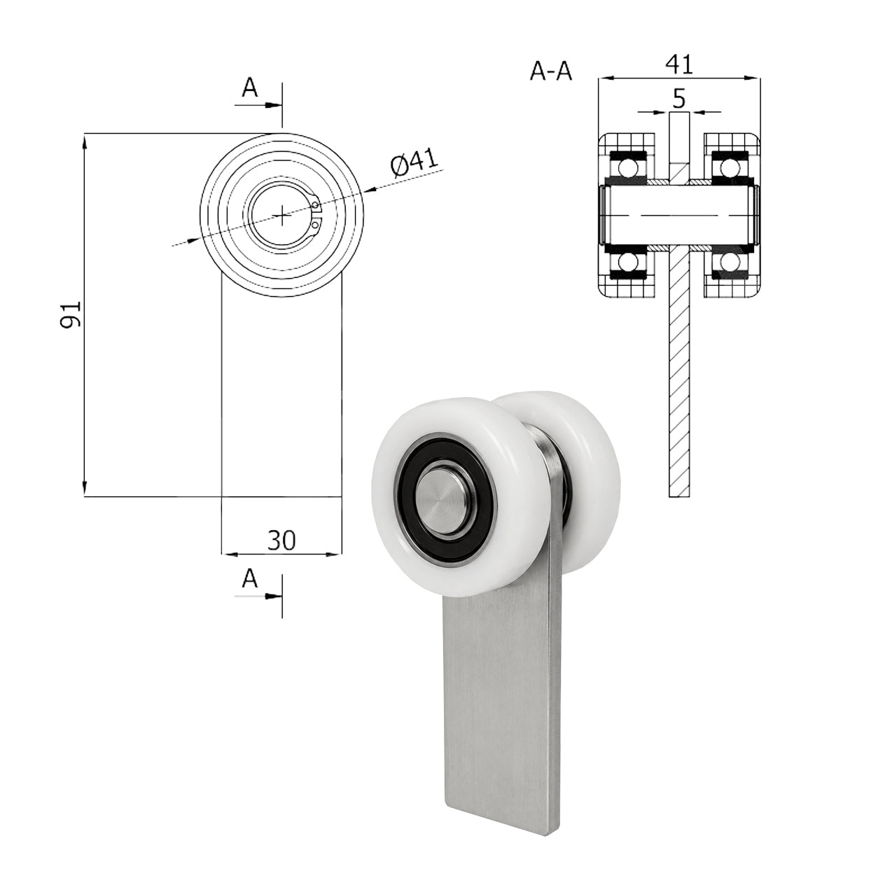 Torwagen für Schiebetore - für Profile 50 x 50 mm - Wandstärke 4 mm: P-2T-50/4