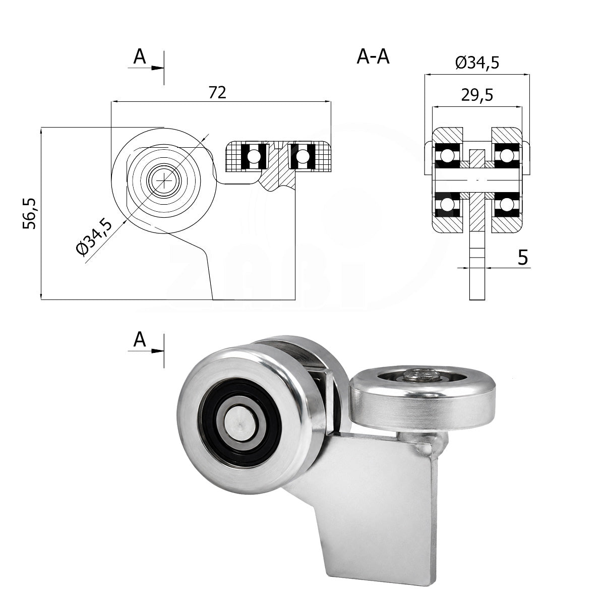 Torwagen für Schiebetore - für Profile 40x40 mm - Wandstärke 2 mm: G-3MM-40
