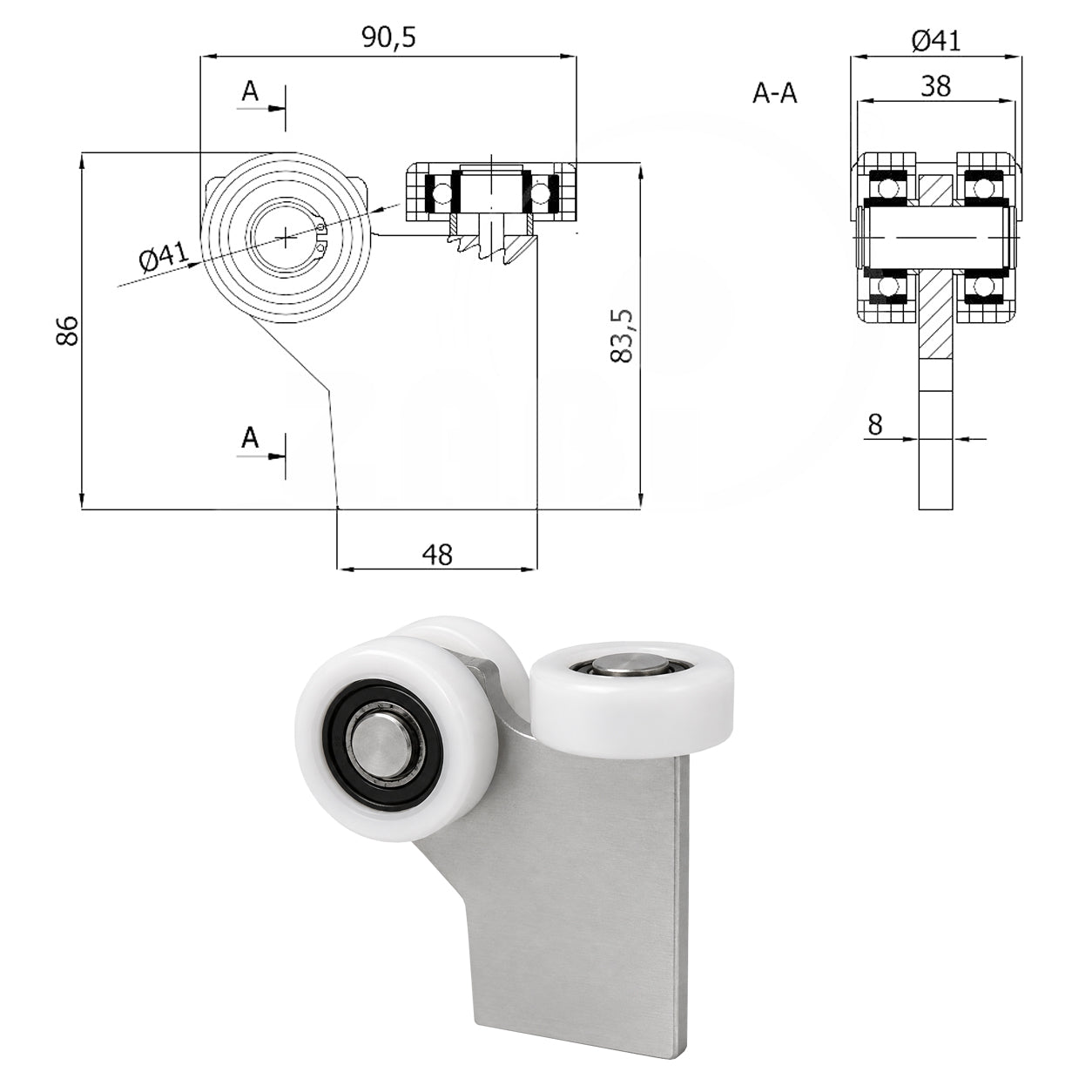 Torwagen für Schiebetore - für Profile 50 x 50 mm - Wandstärke 4 mm: G-3T-50/4