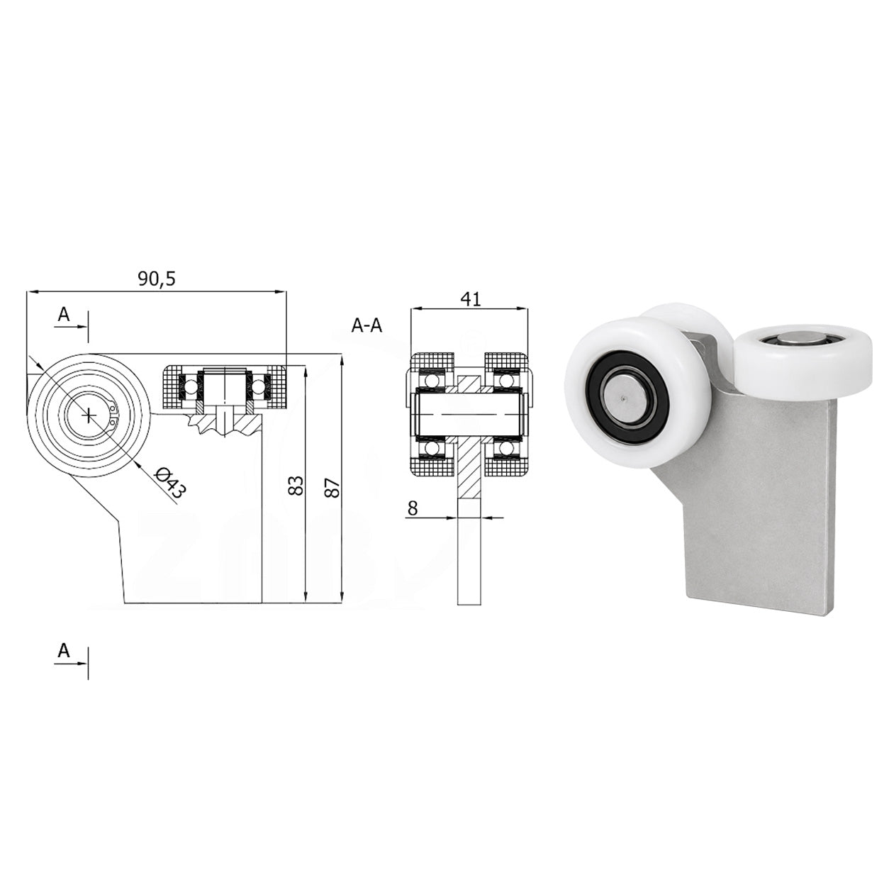 Torwagen für Schiebetore - für Profile 50x50 mm - Wandstärke 2,5 mm: G-3T-50