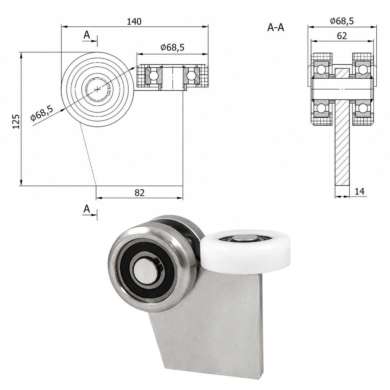 Torwagen für Schiebetore - für Profile 80 x 80 mm - Wandstärke 5 mm: G-3M-80