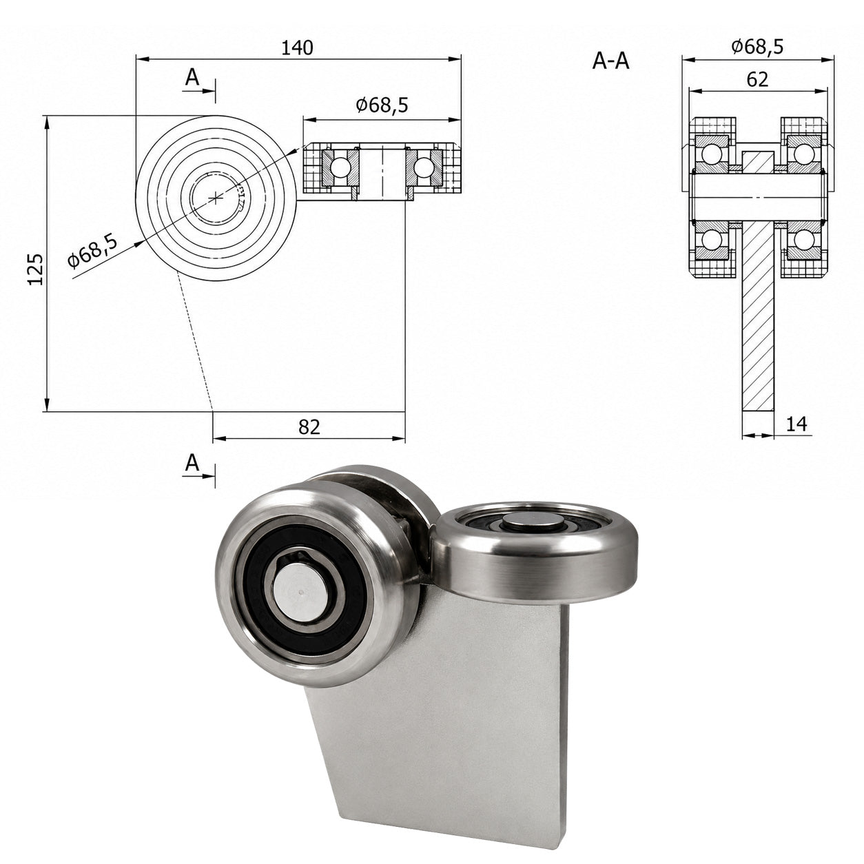 Torwagen für Schiebetore - für Profile 80 x 80 mm - Wandstärke 5 mm: G-3MM-80