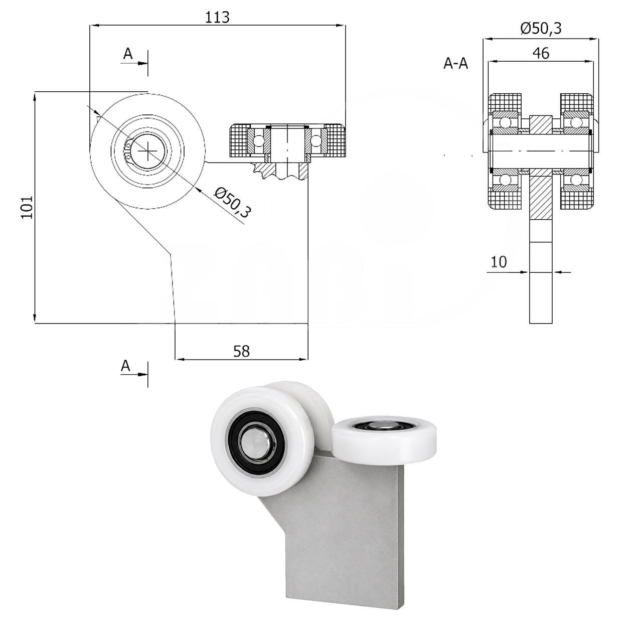 Torwagen für Schiebetore - für Profile 60 x 60 mm - Wandstärke 4 mm: G-3T-60/4