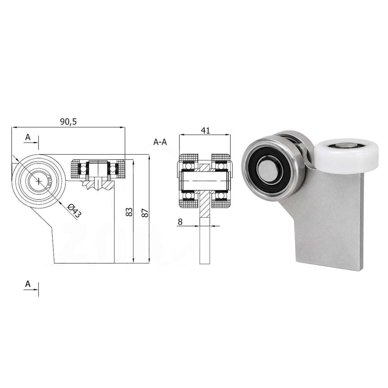 Torwagen für Schiebetore - für Profile 50x50 mm - Wandstärke 2,5 mm: G-3M-50