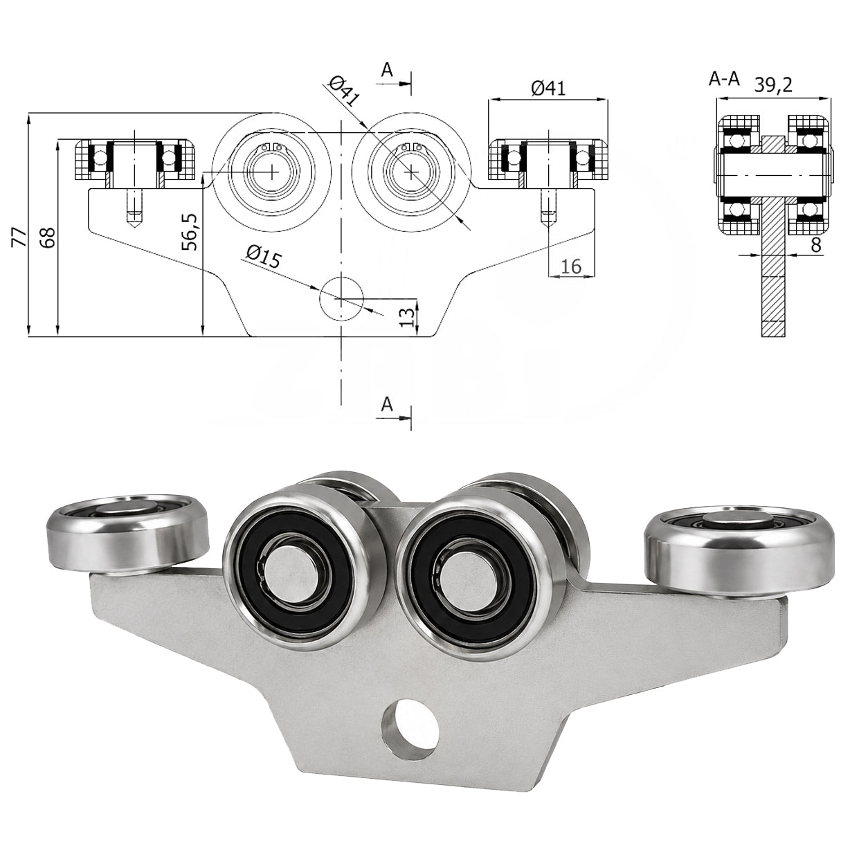 Torwagen für Schiebetore - für Profile 50 x 50 mm - Wandstärke 4 mm: G-6MM-50/4