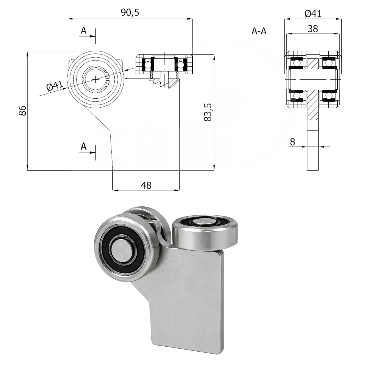 Torwagen für Schiebetore - für Profile 50 x 50 mm - Wandstärke 4 mm: G-3MM-50/4