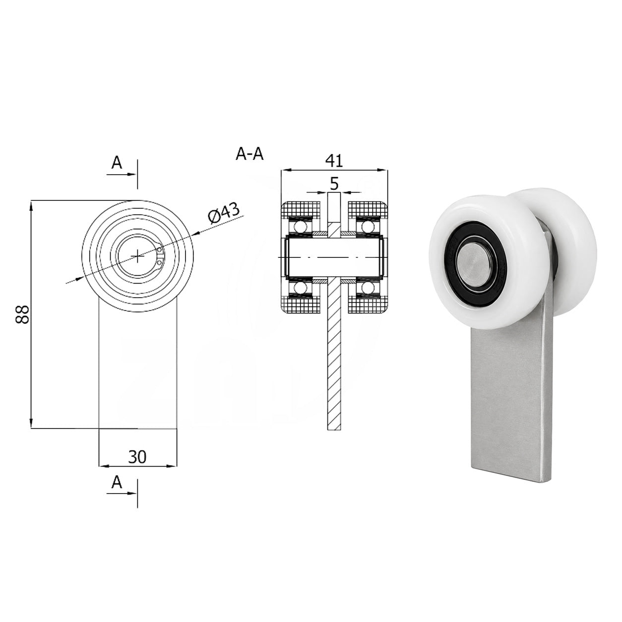Torwagen für Schiebetore - für Profile 50x50 mm - Wandstärke 2,5 mm: P-2T-50