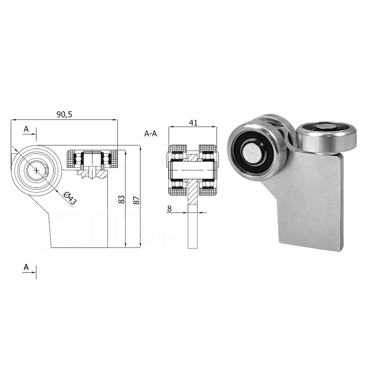 Torwagen für Schiebetore - für Profile 50x50 mm - Wandstärke 2,5 mm: G-3MM-50