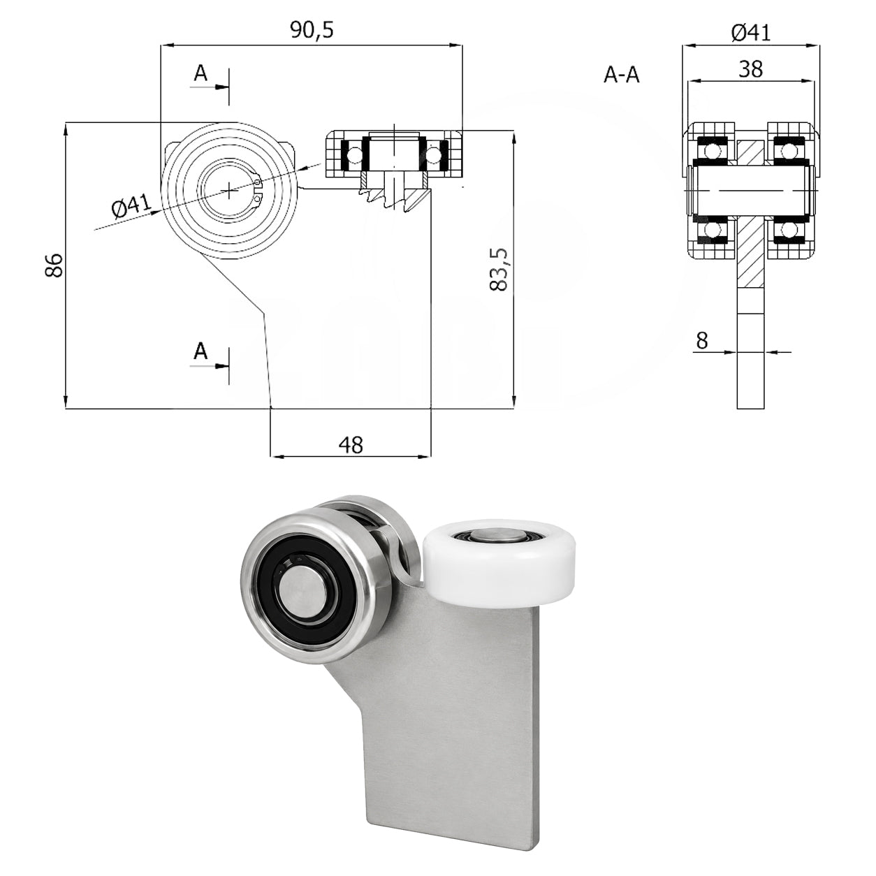 Torwagen für Schiebetore - für Profile 50 x 50 mm - Wandstärke 4 mm: G-3M-50/4