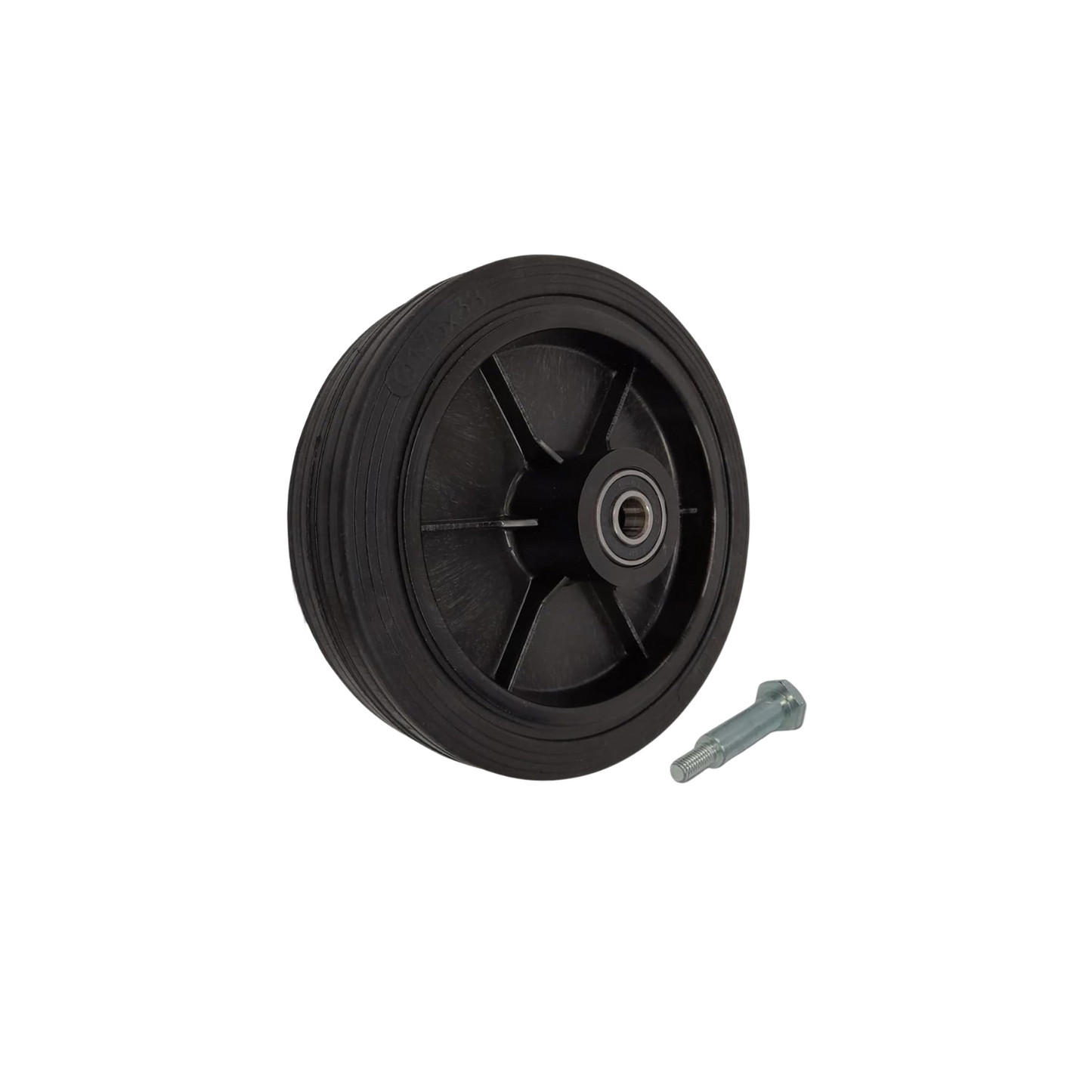 Rasenmäherrad 175 mm – Universal Ersatzrad aus Vollgummi mit Kugellager + Montage-Set, Code: K175LL*M8