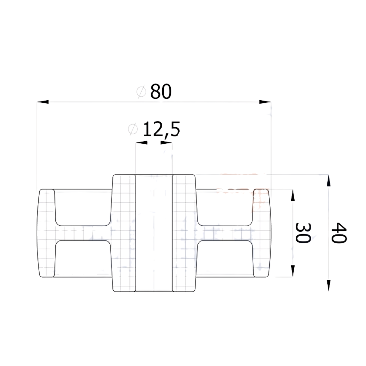 Transportrad Ø80 mm – Weißes Polyamidrad für Wagen, Code: 9B