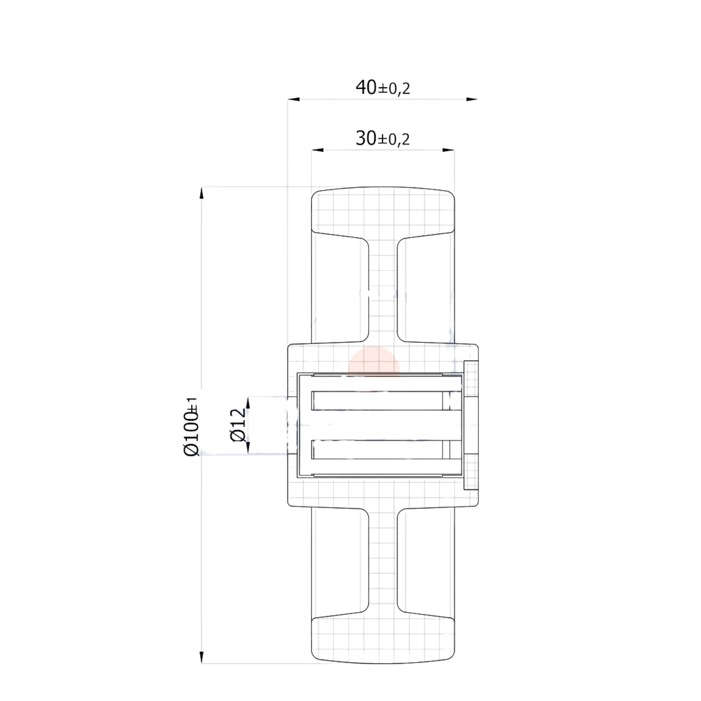 Transportrad Ø100 mm – Weißes Polyamidrad für Wagen, Code: 10B